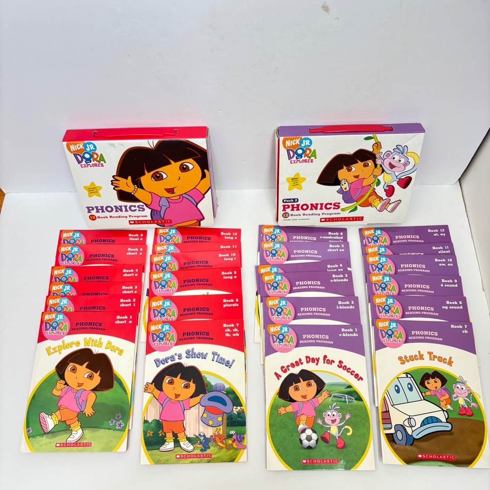 Scholastic Dora the Explorer Phonics Reading Program 24 Book Set Packs 1 & 2